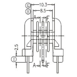JW-1010/UU10.5 H four-slot (2+2PIN) Transformer Bobbin